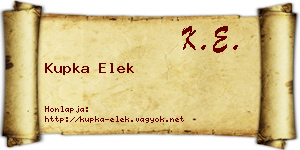 Kupka Elek névjegykártya